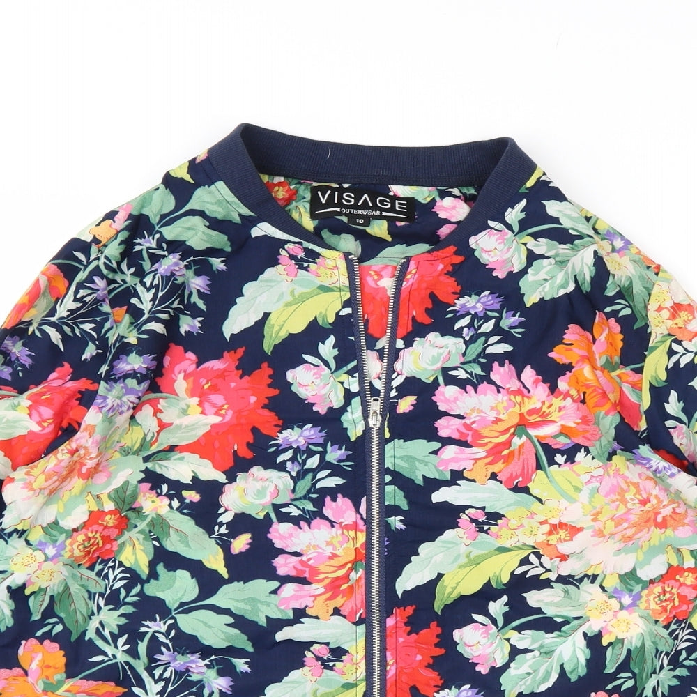 Visage Womens Multicoloured Floral  Windbreaker Jacket Size 10