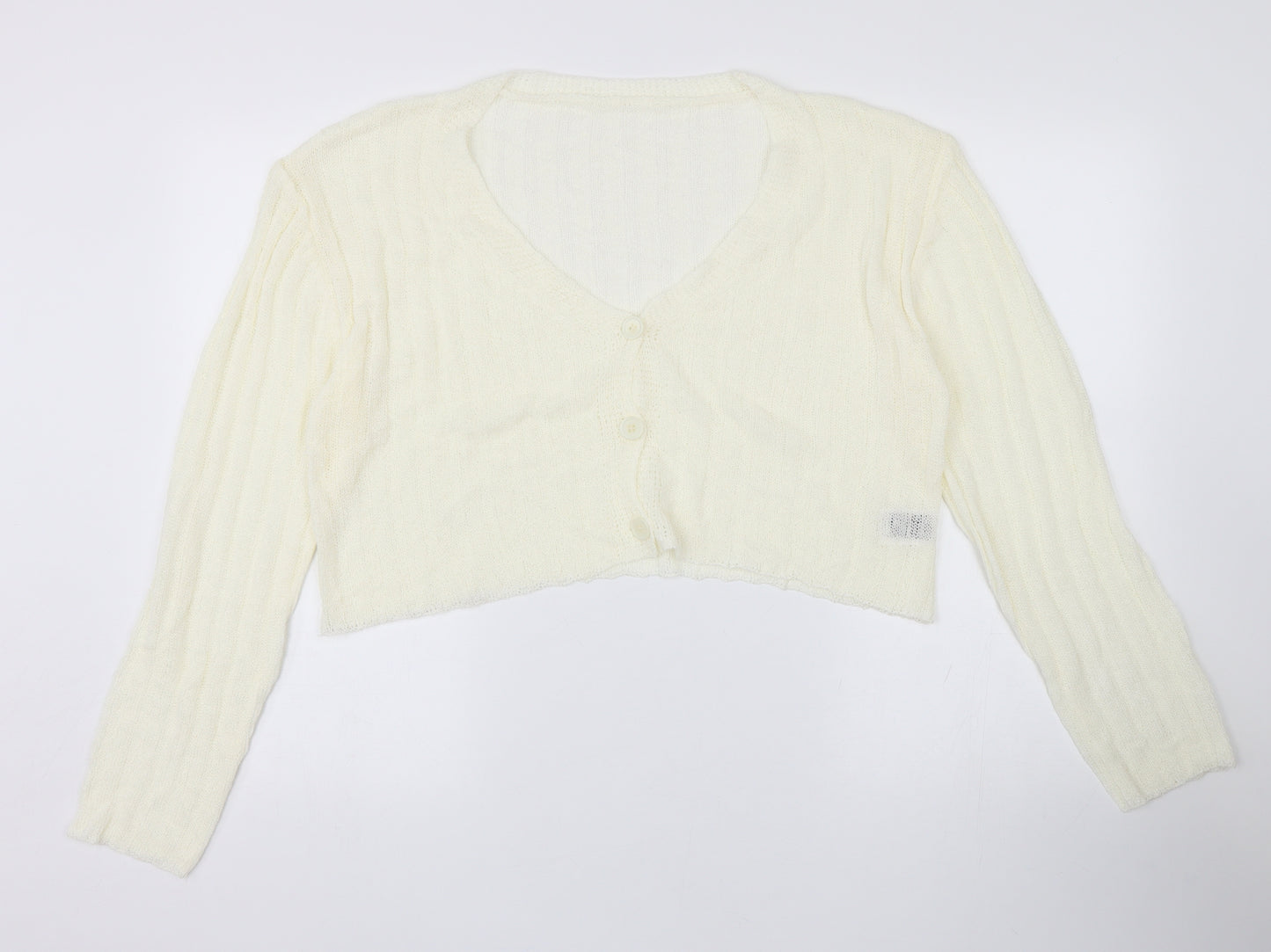 SheIn Womens Ivory   Cardigan Jumper Size L  - Cropped