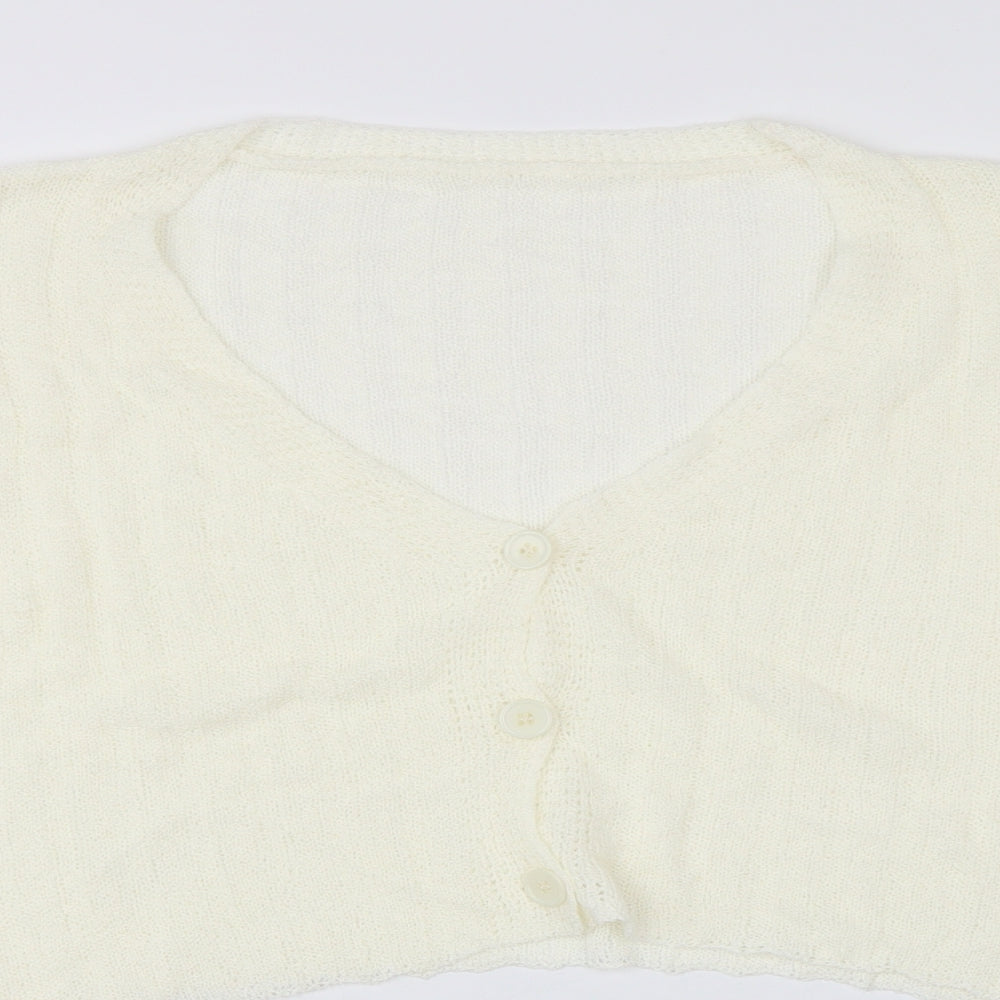 SheIn Womens Ivory   Cardigan Jumper Size L  - Cropped