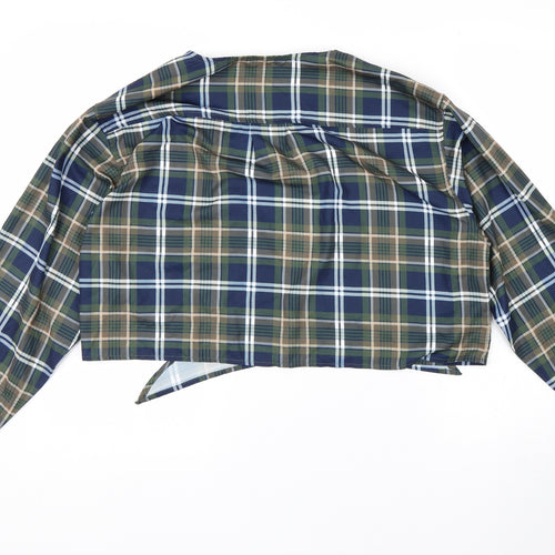 SheIn Womens Multicoloured Plaid  Wrap Blouse Size S
