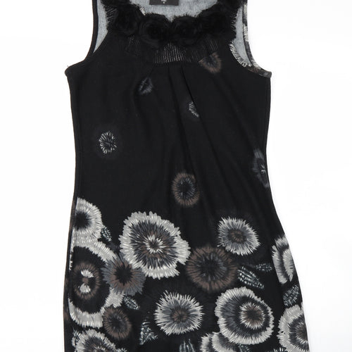 AX Paris Womens Black Floral  Tank Dress  Size 10
