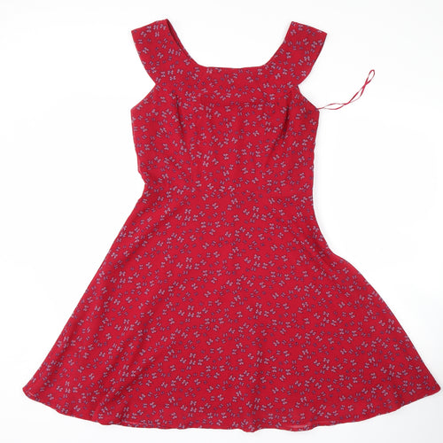 A Wear Womens Red Floral  A-Line  Size 10