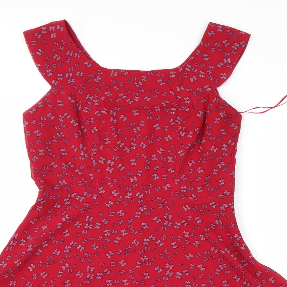 A Wear Womens Red Floral  A-Line  Size 10