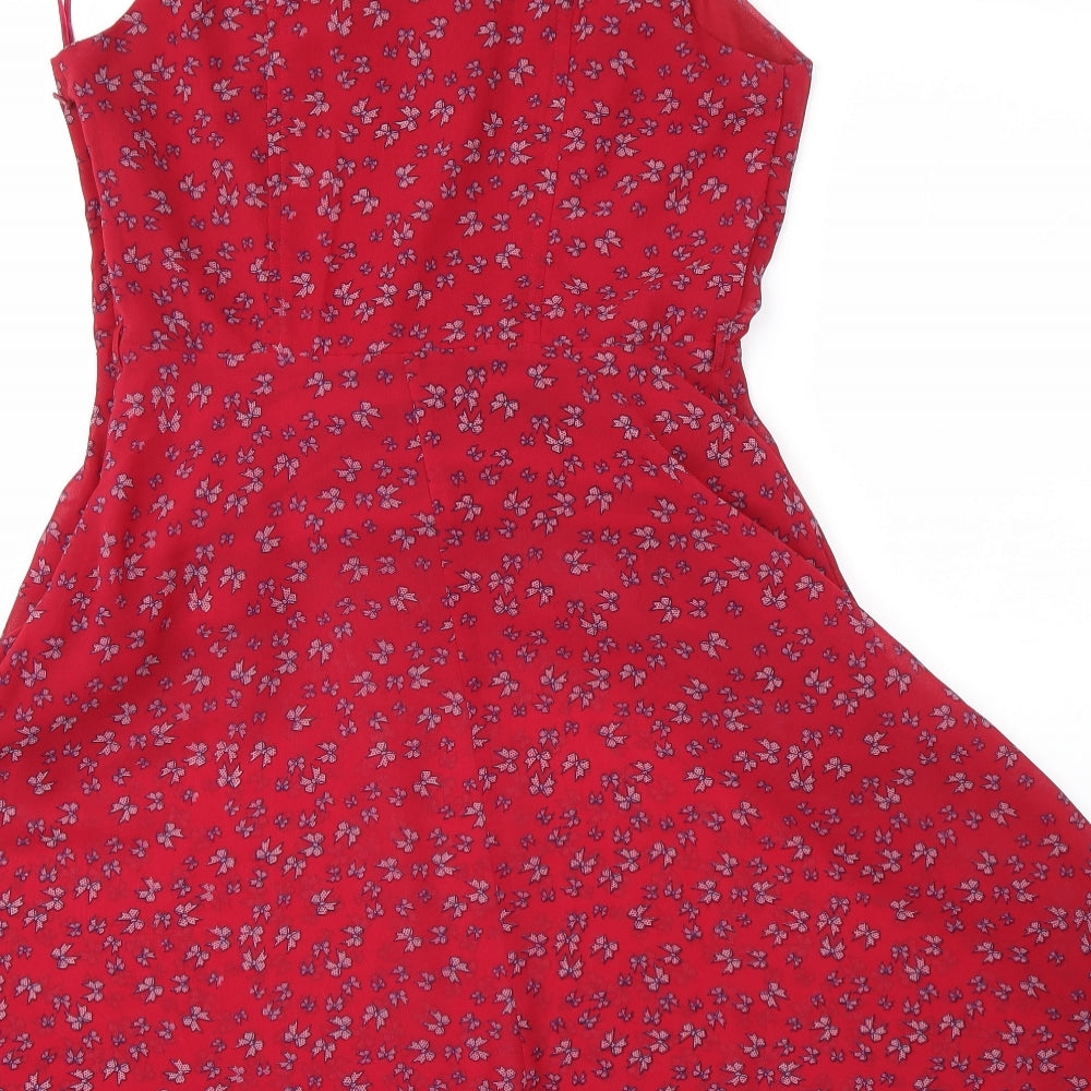 A Wear Womens Red Floral  A-Line  Size 10
