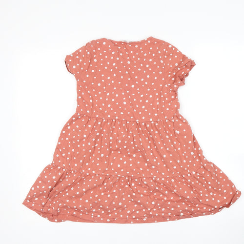 H&M Girls Pink Polka Dot  T-Shirt Dress  Size 9-10 Years