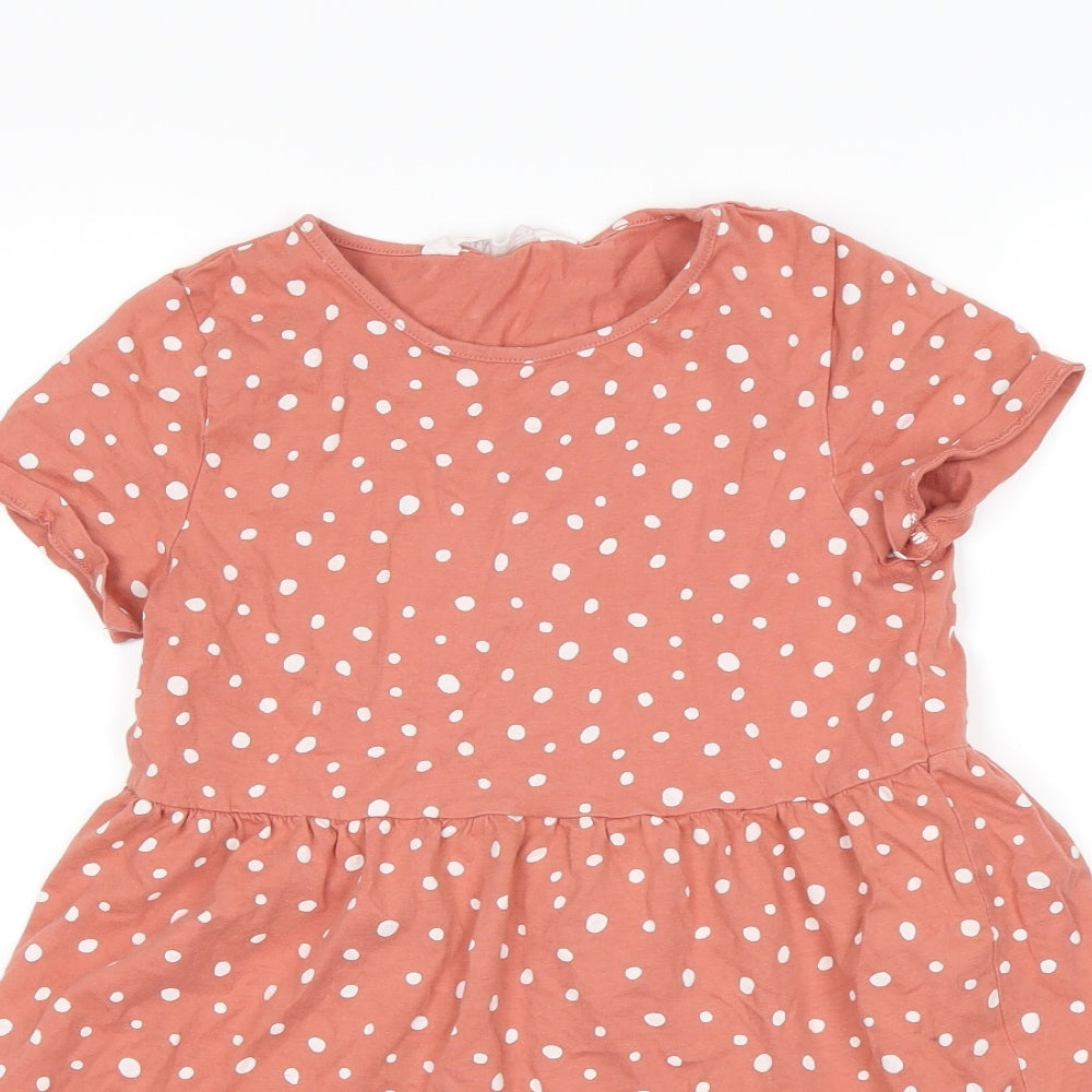 H&M Girls Pink Polka Dot  T-Shirt Dress  Size 9-10 Years