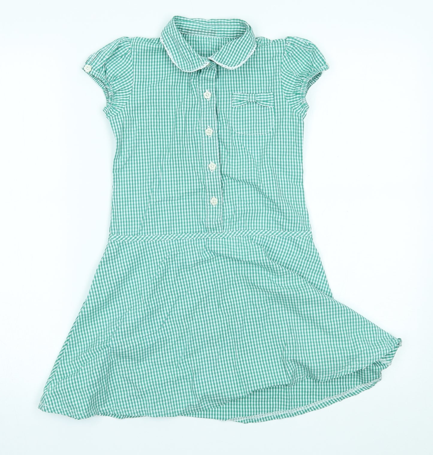 School life Girls Green Check  A-Line  Size 7 Years