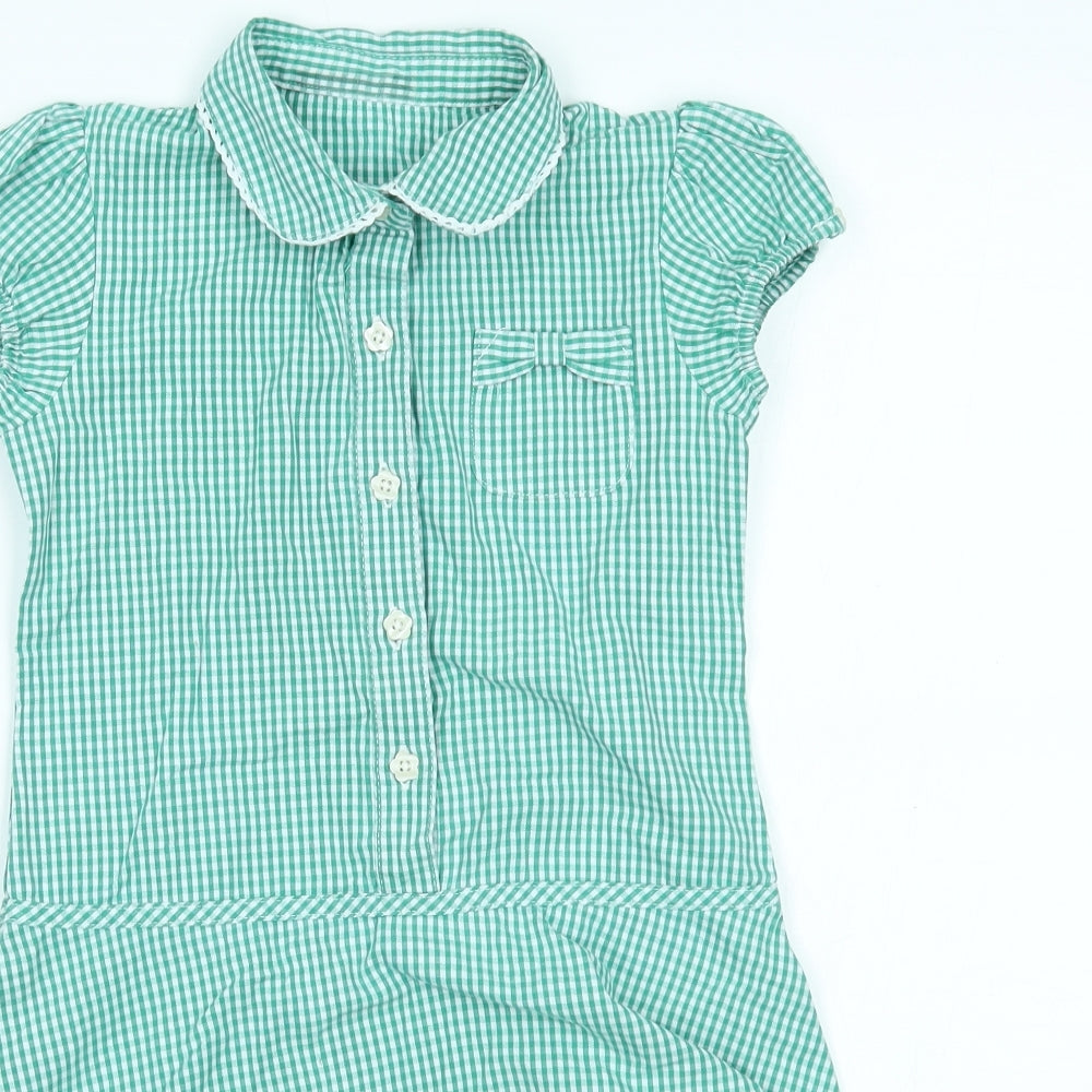 School life Girls Green Check  A-Line  Size 7 Years