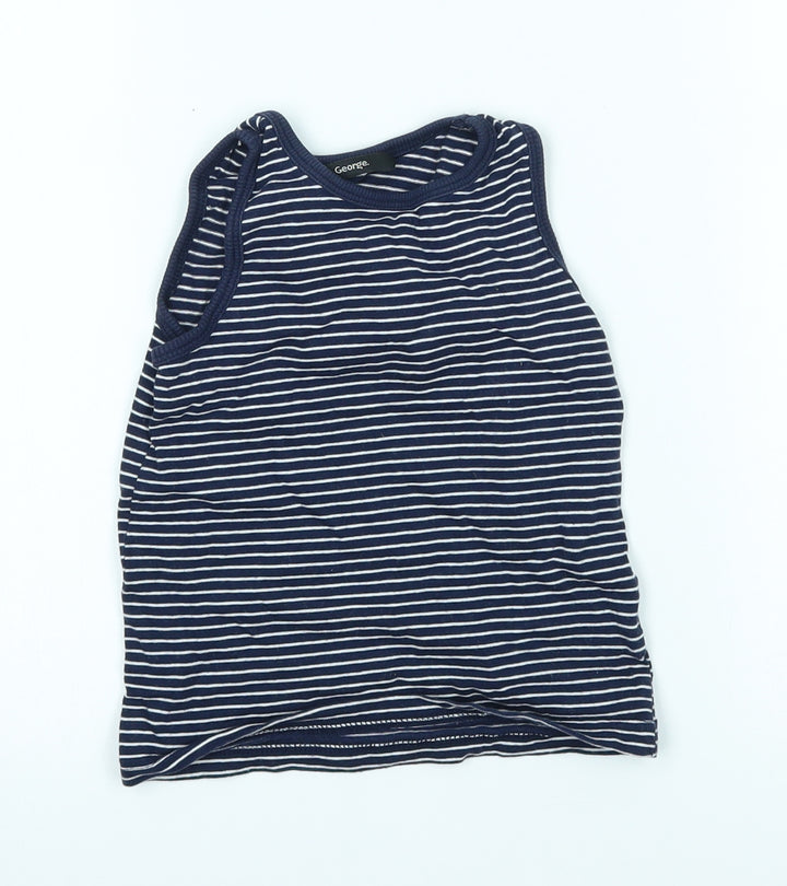 George Boys Blue Striped  Basic Tank Size 2-3 Years