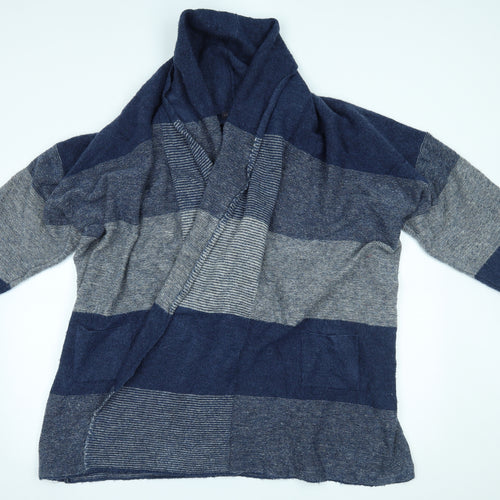 M&S Womens Blue Striped  Cardigan Jumper Size L