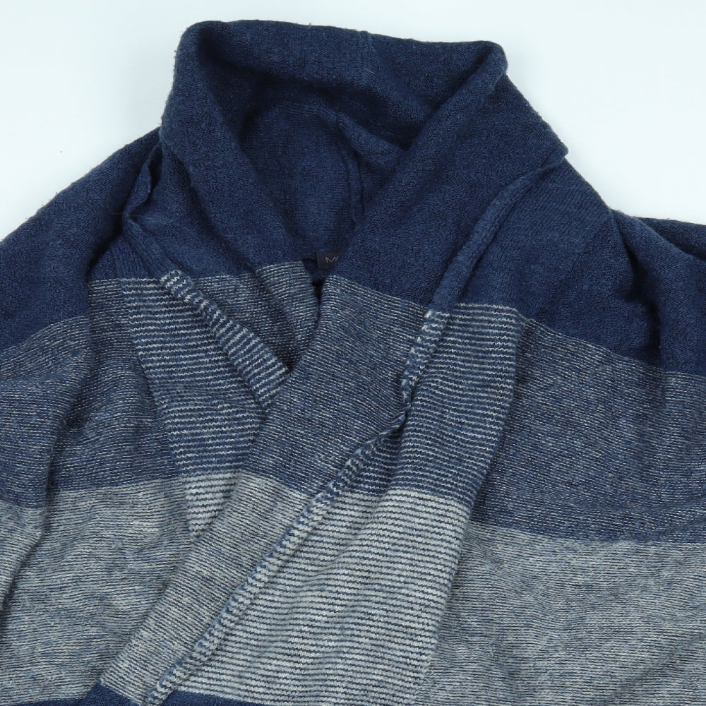 M&S Womens Blue Striped  Cardigan Jumper Size L