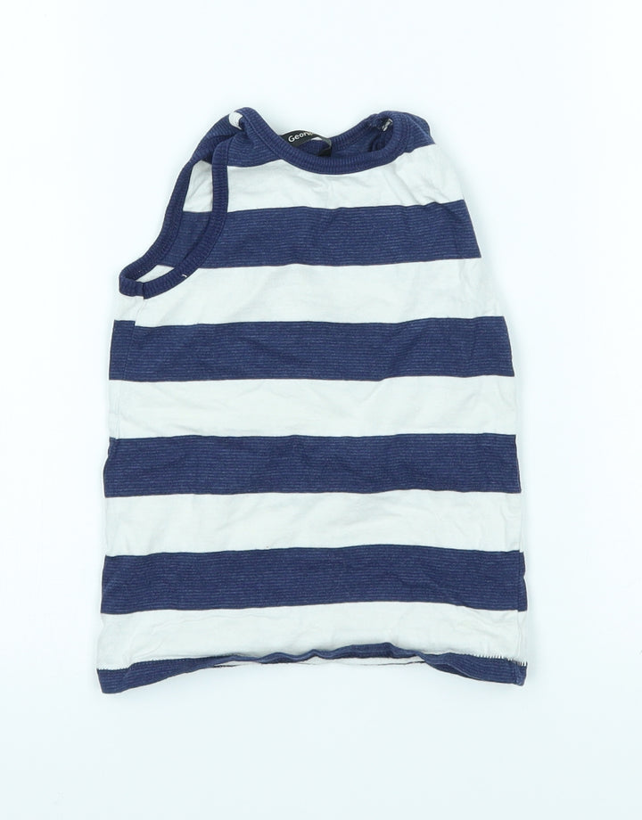 George Boys Blue Striped Basic Tank Size 2-3 Years