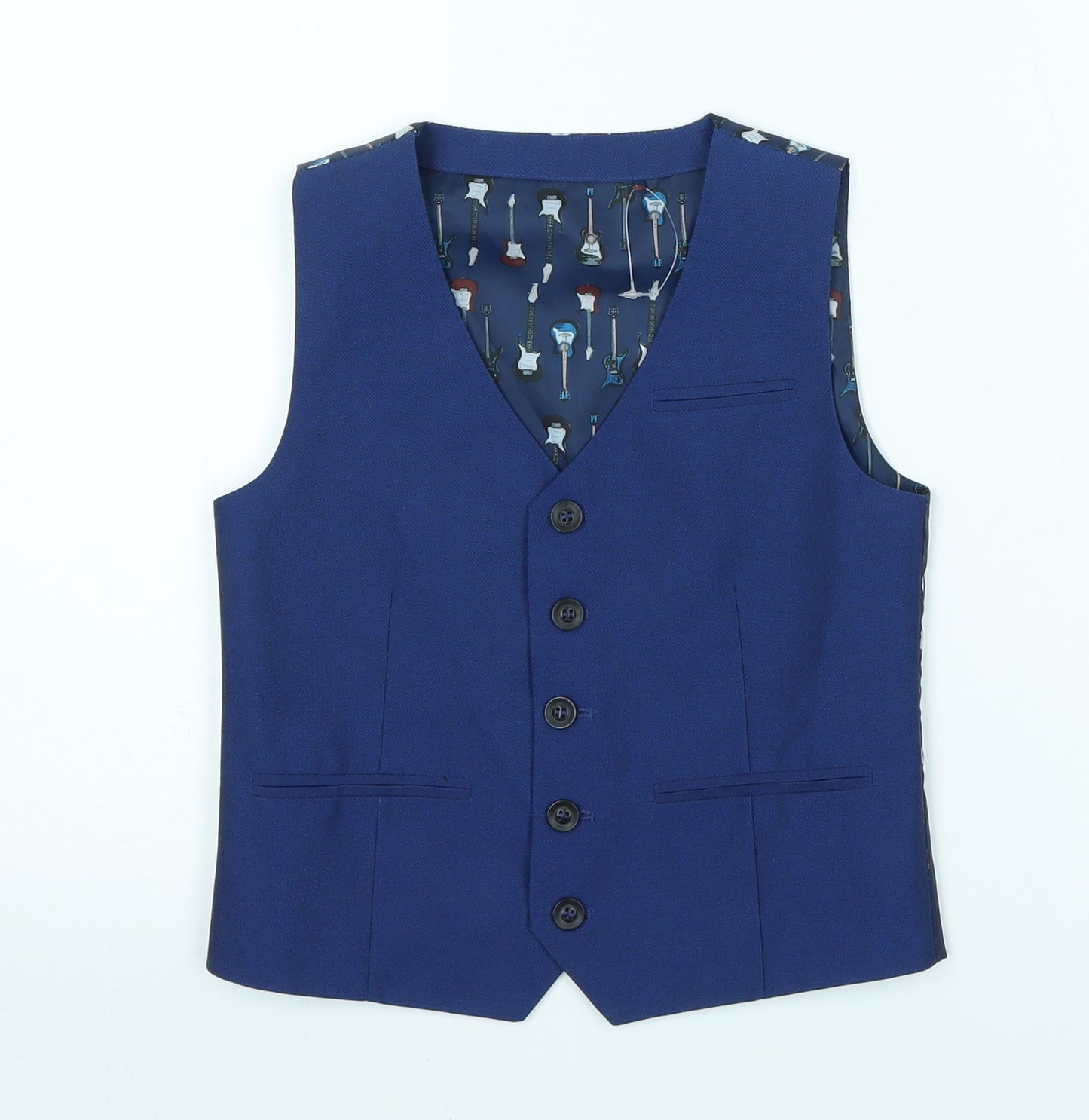 NEXT Boys Blue   Jacket Waistcoat Size 5-6 Years  - guitars