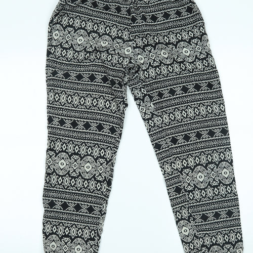 Sans Souci Womens Black Fair Isle  Trousers  Size S L27 in