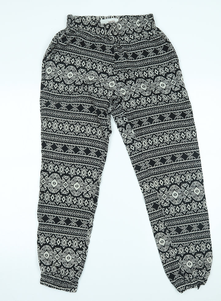 Sans Souci Womens Black Fair Isle  Trousers  Size S L27 in