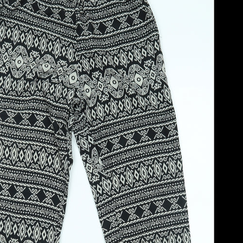 Sans Souci Womens Black Fair Isle  Trousers  Size S L27 in
