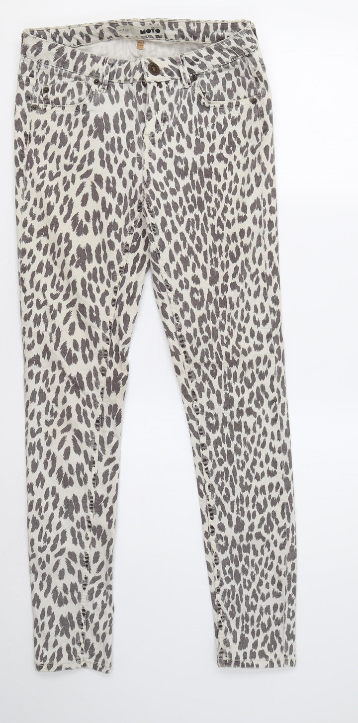 Topshop Womens Beige Animal Print Trousers Size 8 L32 in