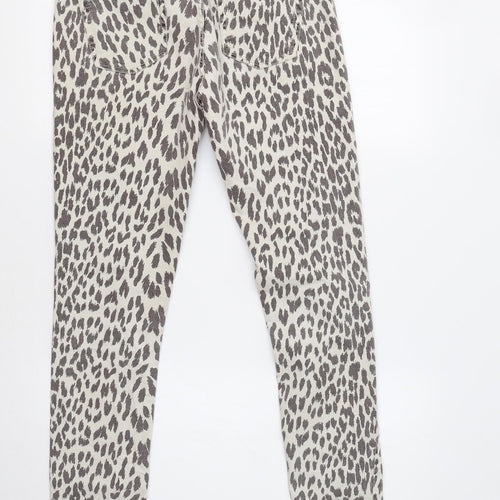 Topshop Womens Beige Animal Print  Trousers  Size 8 L32 in