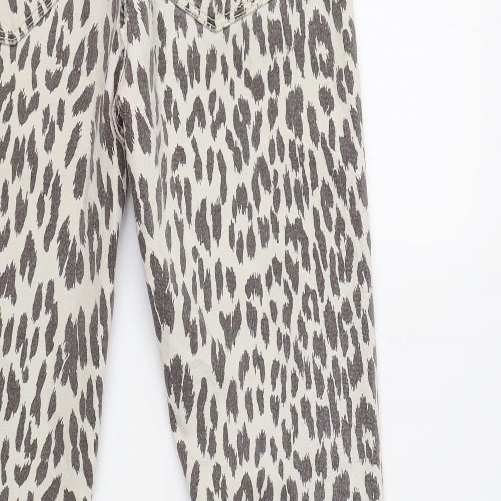 Topshop Womens Beige Animal Print  Trousers  Size 8 L32 in