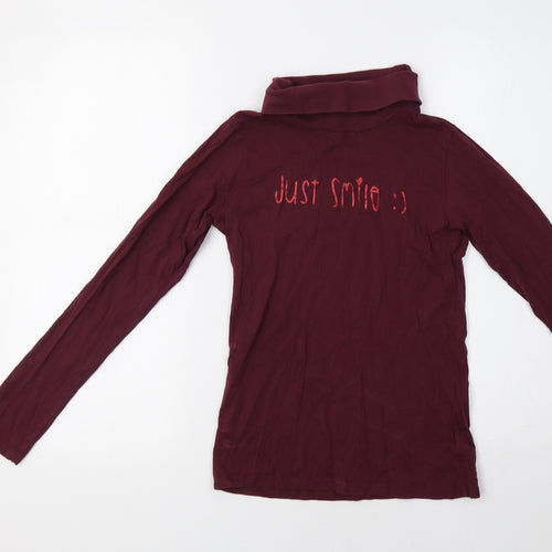 Vertbaudet Girls Purple   Basic T-Shirt Size 14 Years  - Smile