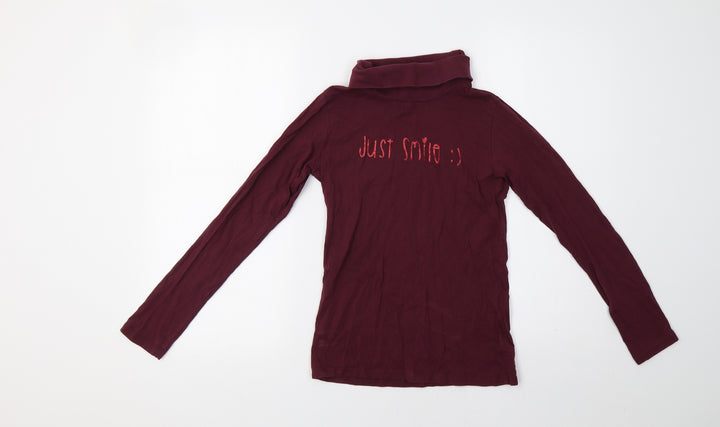 Vertbaudet Girls Purple Basic T-Shirt Size 14 Years - Smile