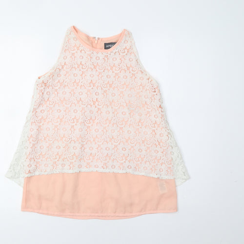 Apricot Womens Pink Floral  Basic Blouse Size 8