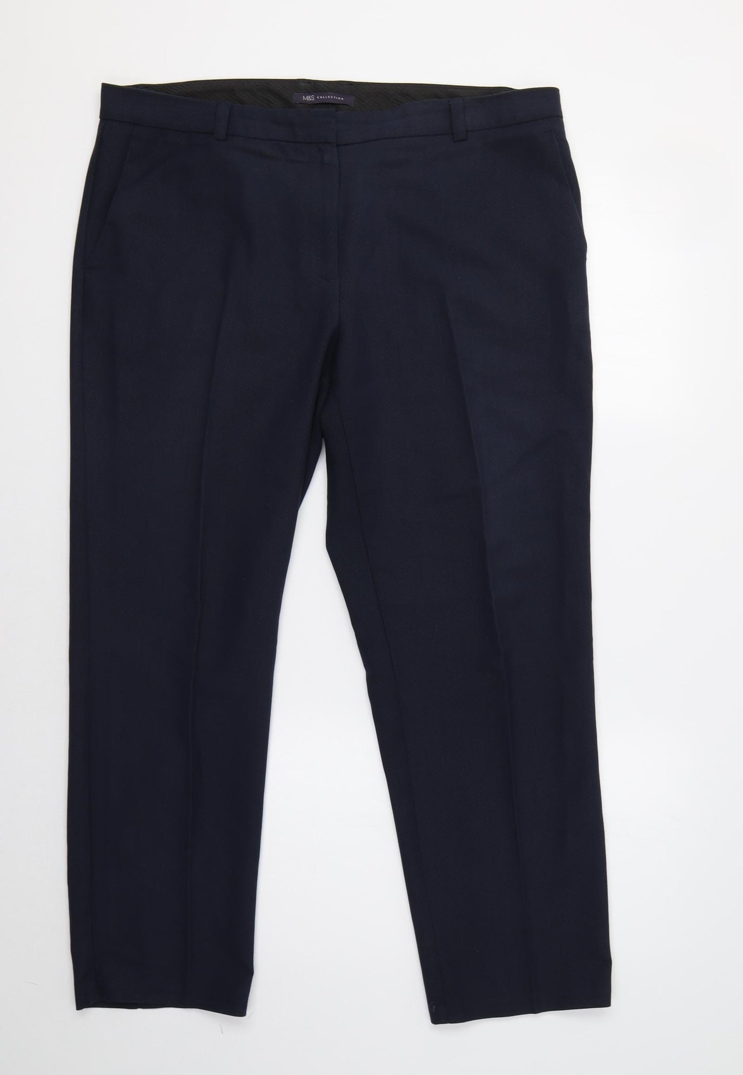 M&S Womens Blue Animal Print  Dress Pants Trousers Size 16 L28 in