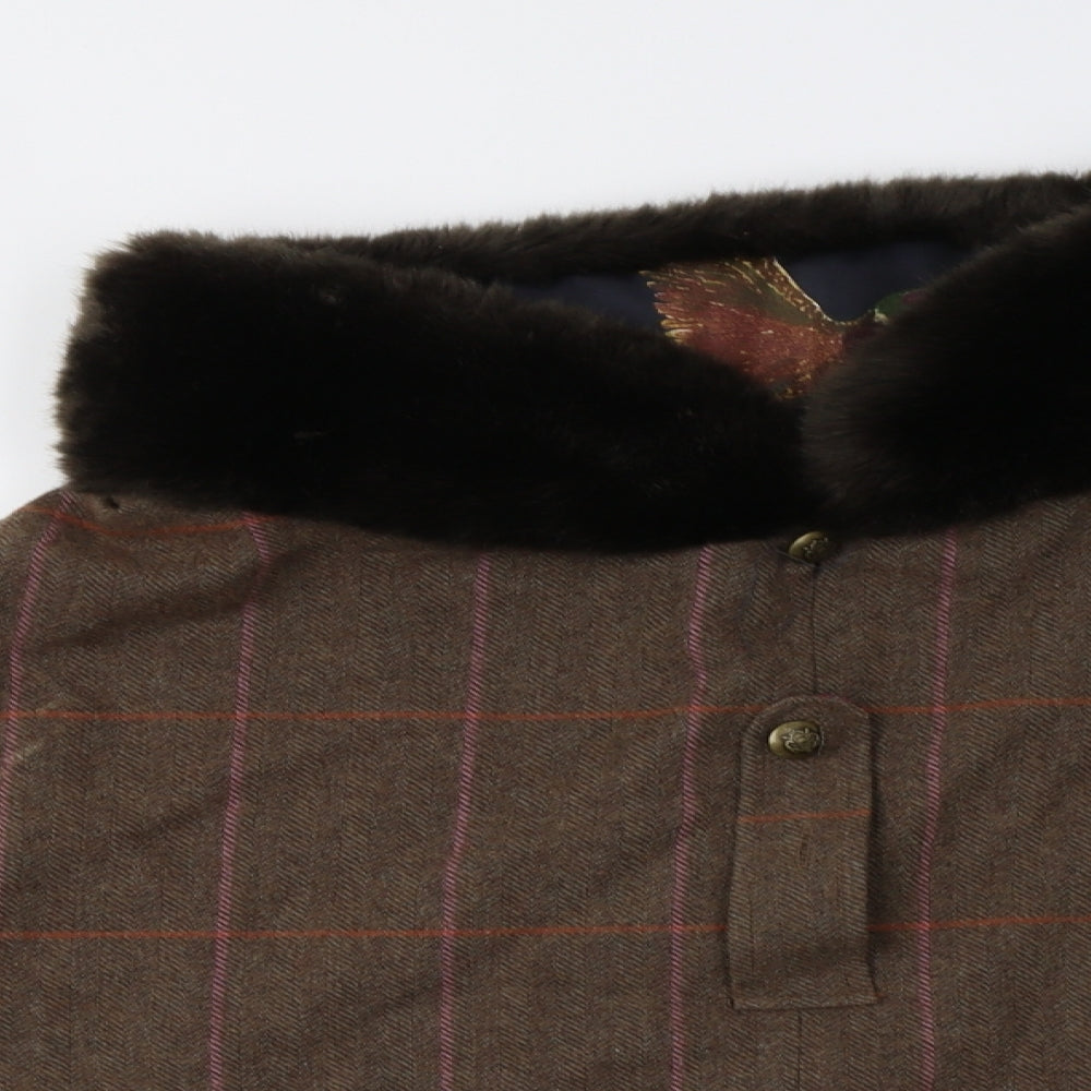Joules Womens Brown Check  Overcoat Poncho One Size