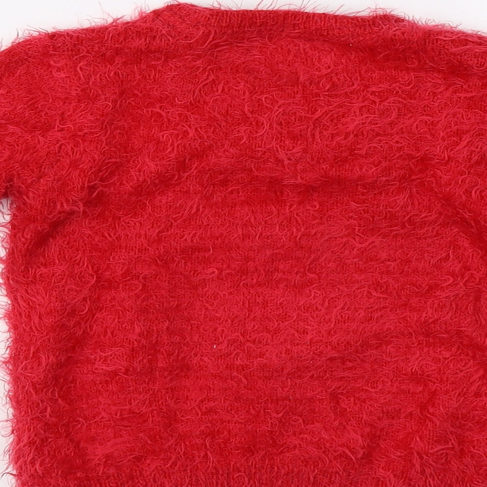 Primark Girls Red   Pullover Jumper Size 5-6 Years  - Penguin Christmas