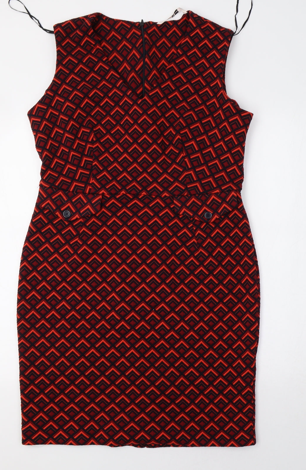 TU Womens Red Geometric  Pencil Dress  Size 14