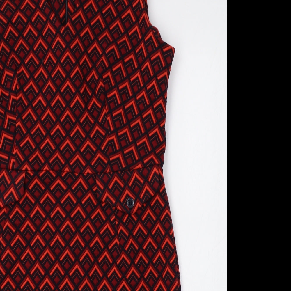 TU Womens Red Geometric  Pencil Dress  Size 14