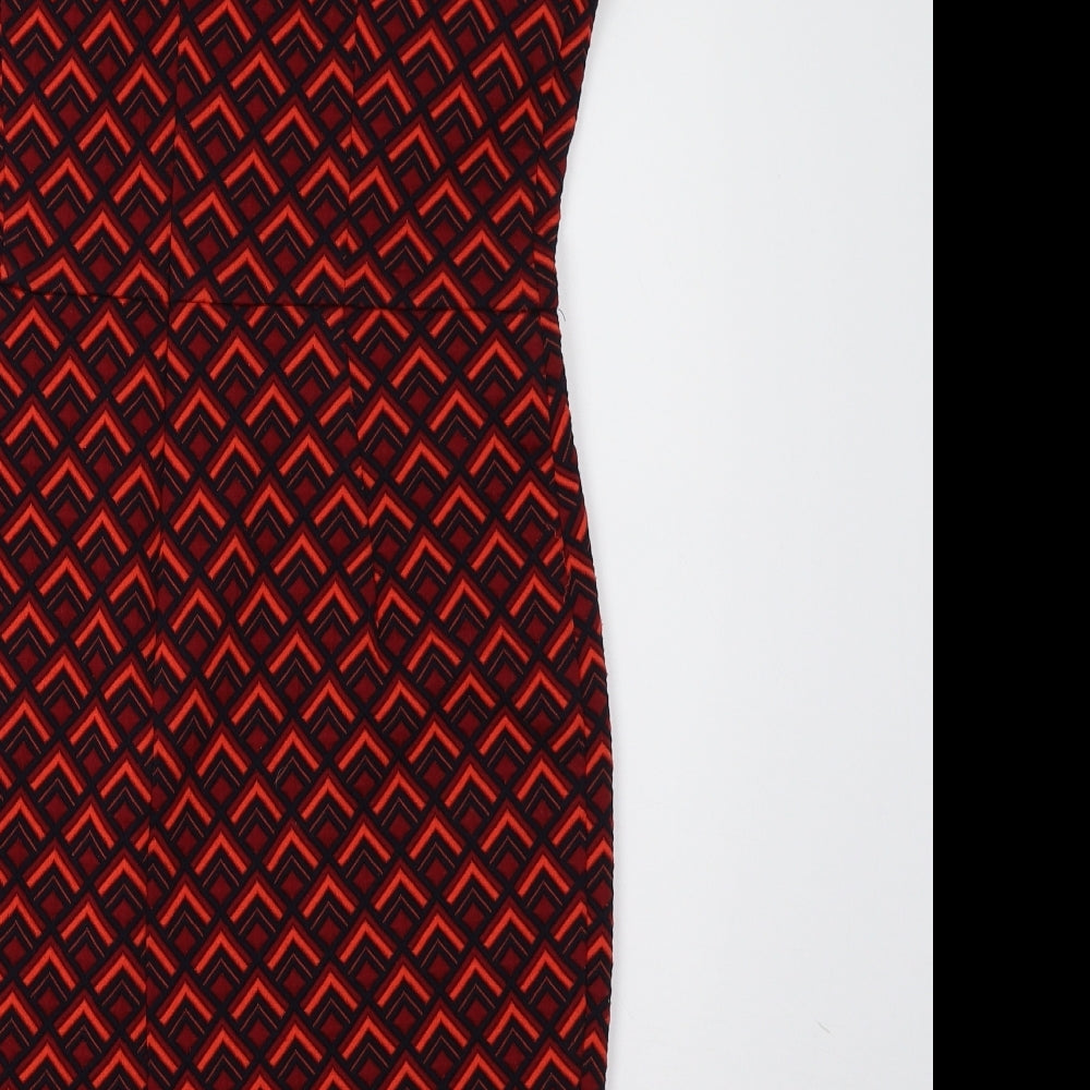 TU Womens Red Geometric  Pencil Dress  Size 14