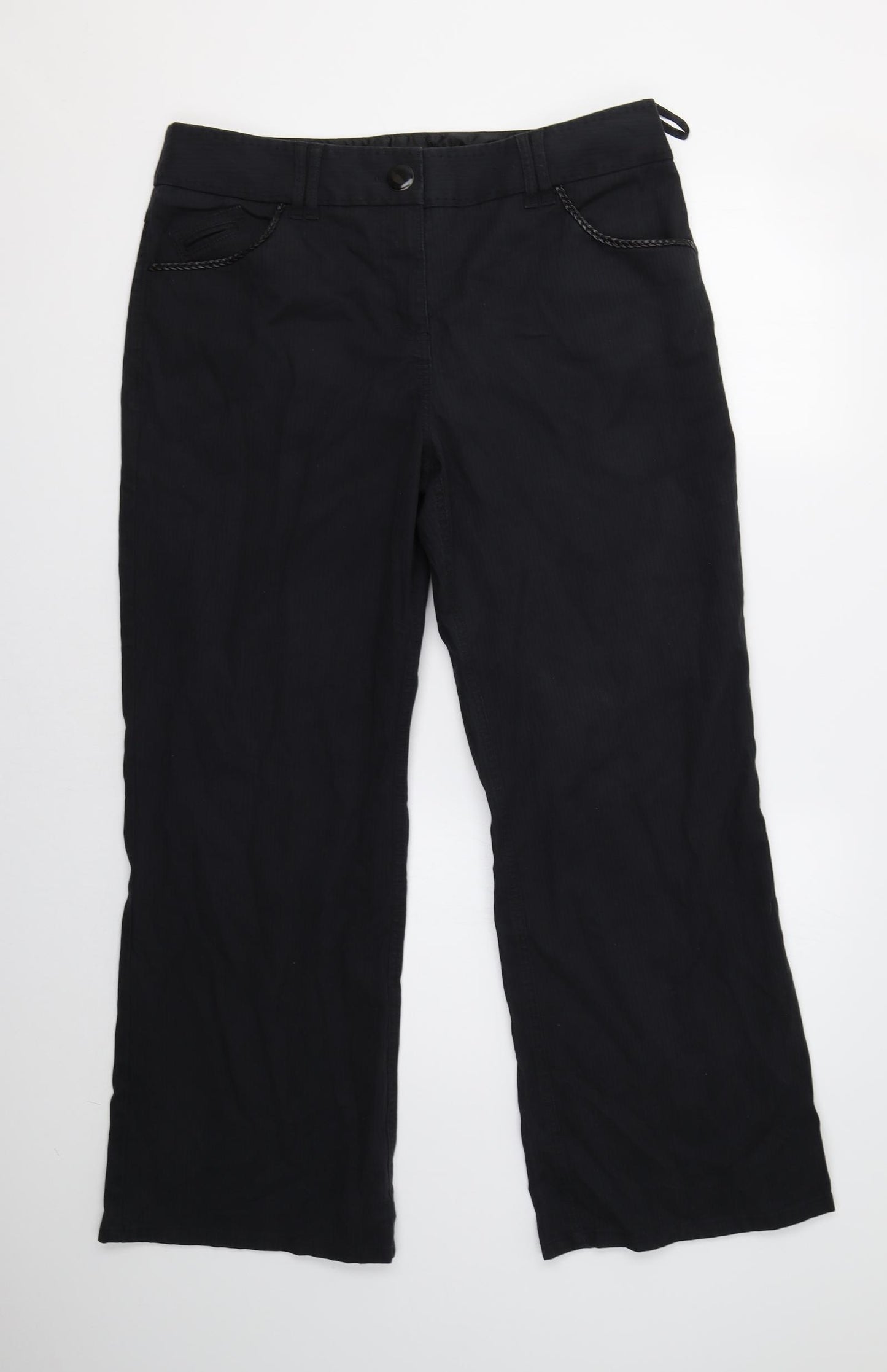 Per Una Womens Black Striped  Trousers  Size 16 L32 in