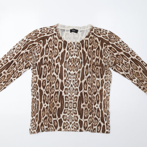 Klass Womens Brown Animal Print  Pullover Jumper Size M