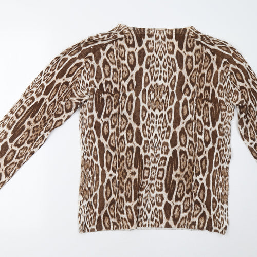 Klass Womens Brown Animal Print  Pullover Jumper Size M