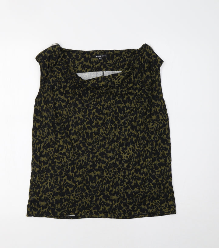 Warehouse Womens Green Animal Print  Basic Tank Size 14