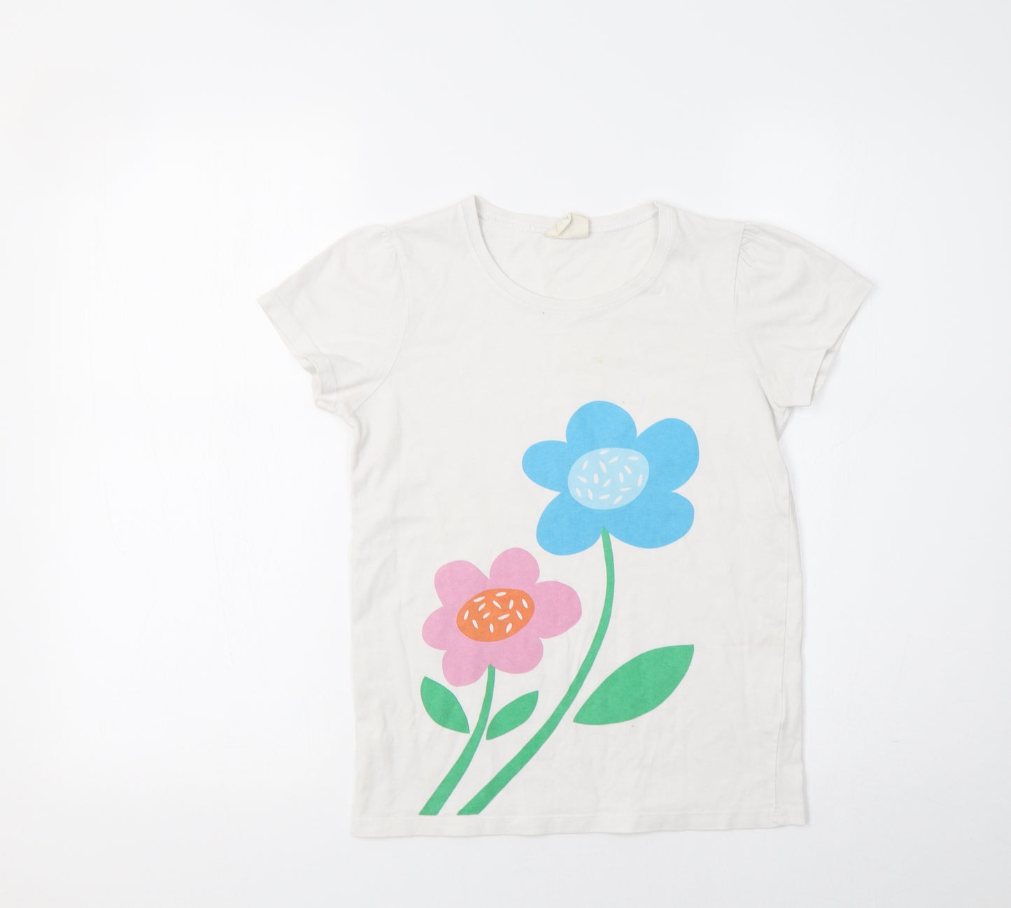 Boden Girls White Floral  Basic T-Shirt Size 11-12 Years