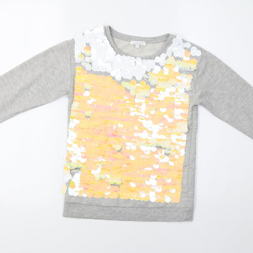BlueZoo Girls Grey   Pullover Sweatshirt Size 9-10 Years  - Sequinned