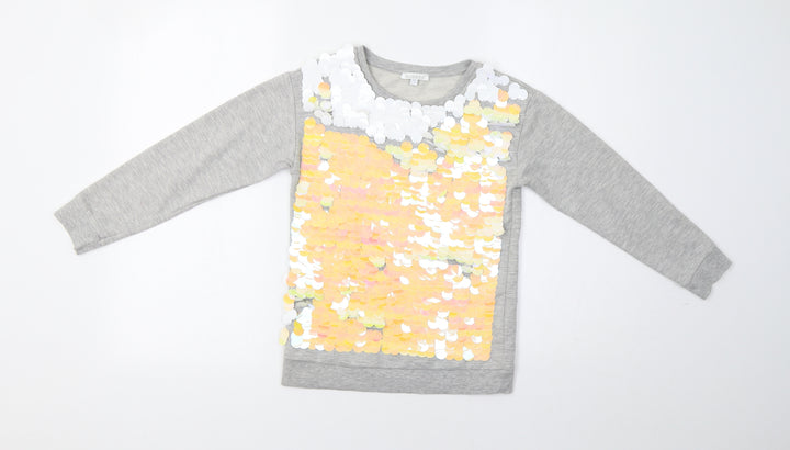 BlueZoo Girls Grey   Pullover Sweatshirt Size 9-10 Years  - Sequinned