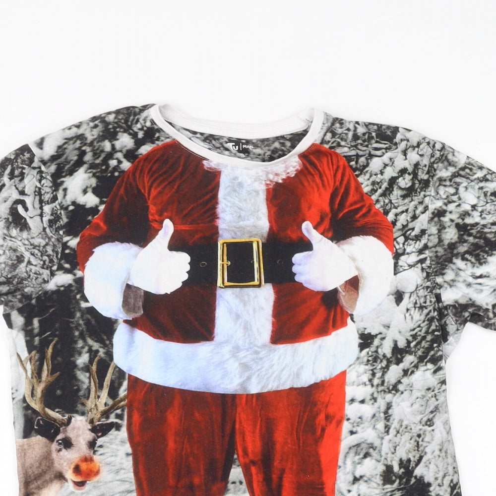 TU Mens White    T-Shirt Size S  - santa christmas