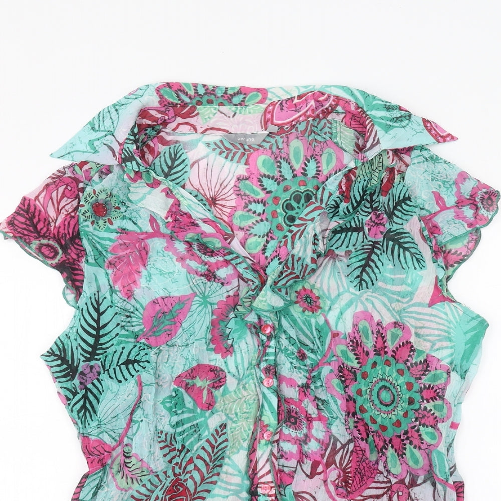 Per Una Womens Green   Basic Button-Up Size 14