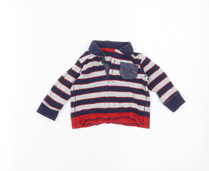 George Baby Grey Striped  Basic Polo Size 3-6 Months