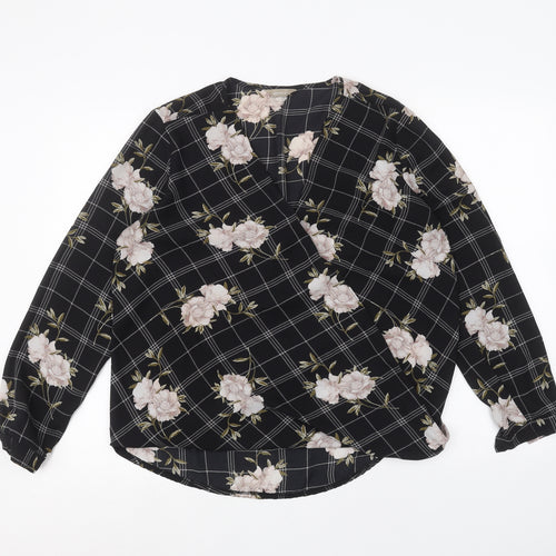Anthology Womens Black Floral  Basic Blouse Size 12