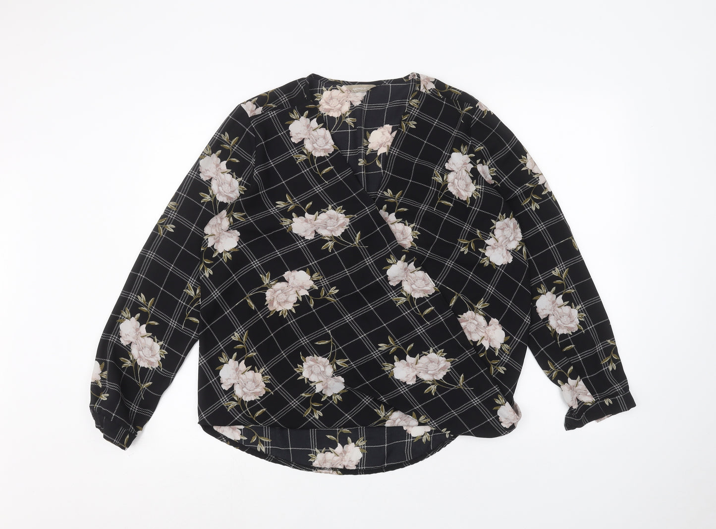 Anthology Womens Black Floral  Basic Blouse Size 12
