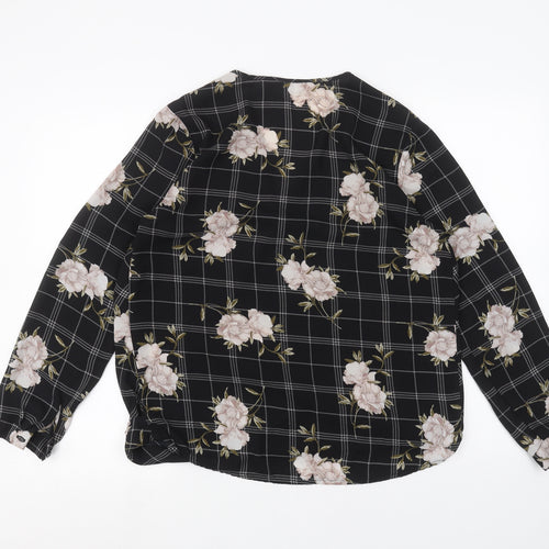 Anthology Womens Black Floral  Basic Blouse Size 12