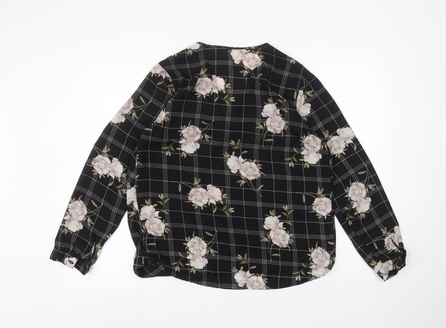 Anthology Womens Black Floral  Basic Blouse Size 12