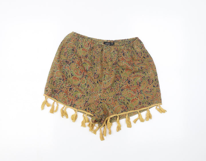 Boohoo Womens Green Cut-Off Shorts Size 8
