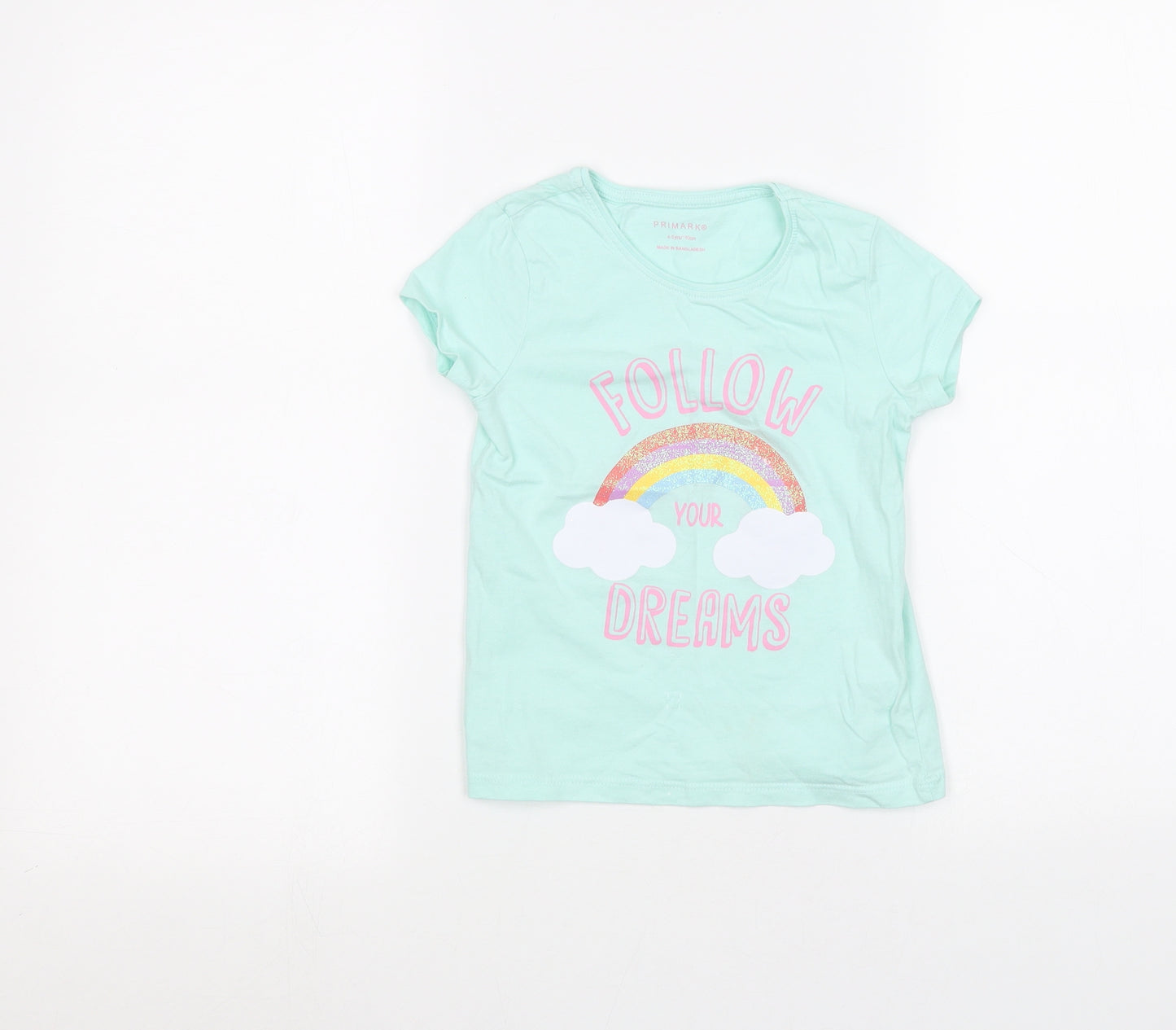 Primark Girls Blue   Basic T-Shirt Size 4-5 Years