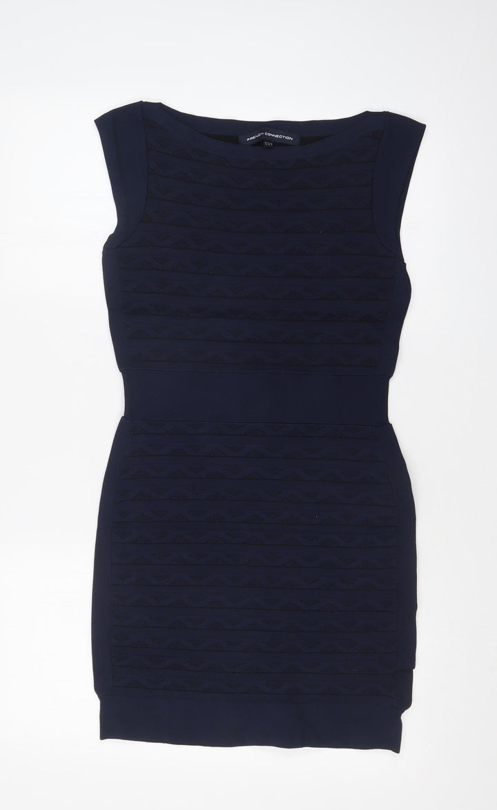 French Connection Womens Blue Argyle/Diamond Bodycon Size 12