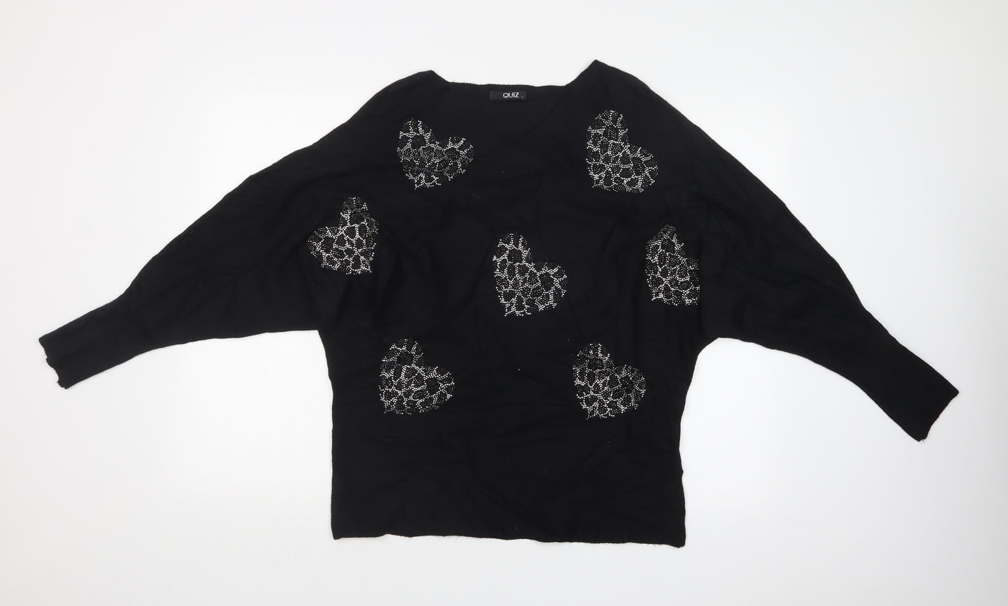 Quiz Womens Black Animal Print  Basic T-Shirt Size L